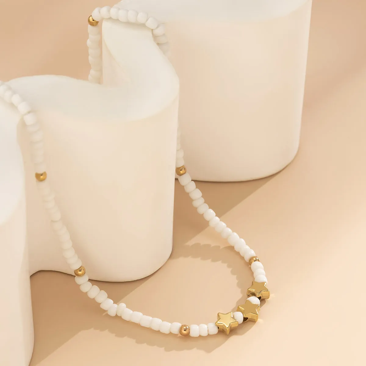 White Howlite & 18K Gold-Plated Star Beaded Pendant Necklace