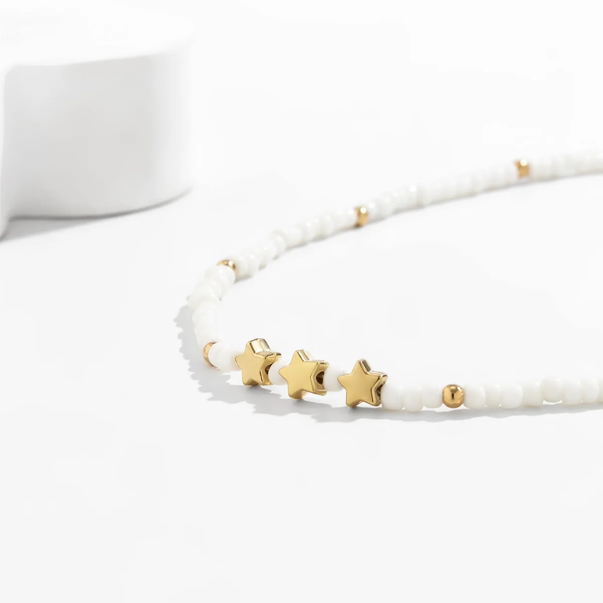 White Howlite & 18K Gold-Plated Star Beaded Pendant Necklace