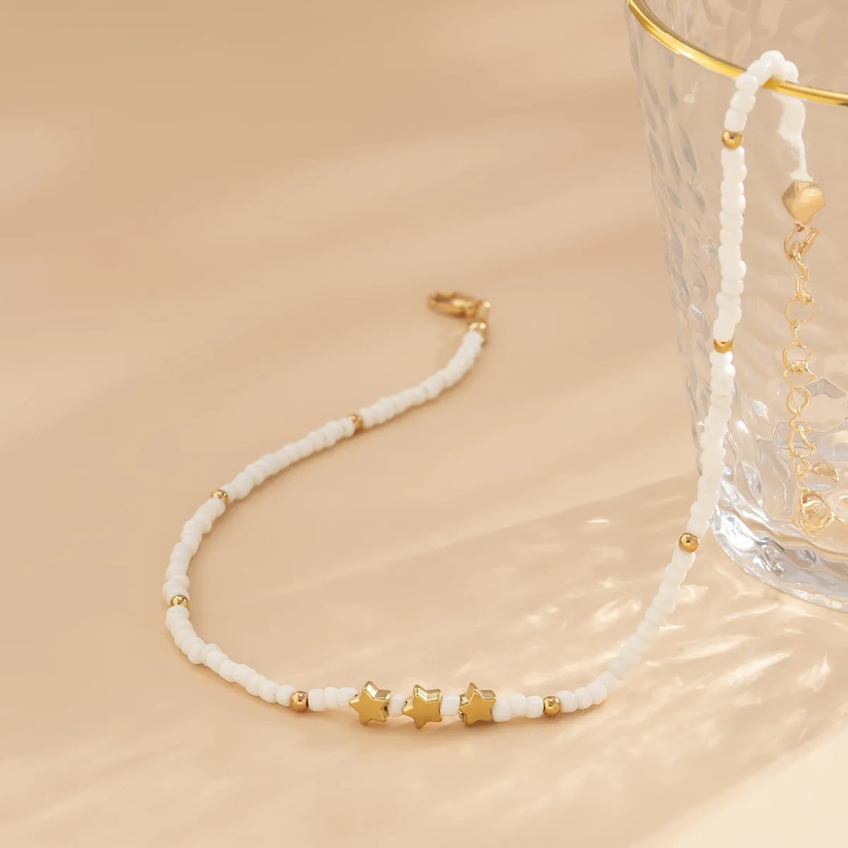 White Howlite & 18K Gold-Plated Star Beaded Pendant Necklace