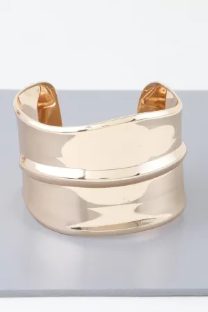 Wide Shiny Rib Open Cuff Bracelet