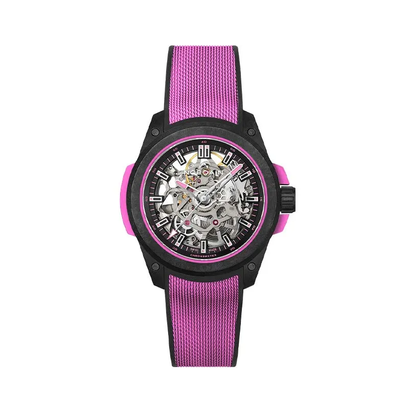 Wild One Skeleton Hyper Pink Watch, 39mm