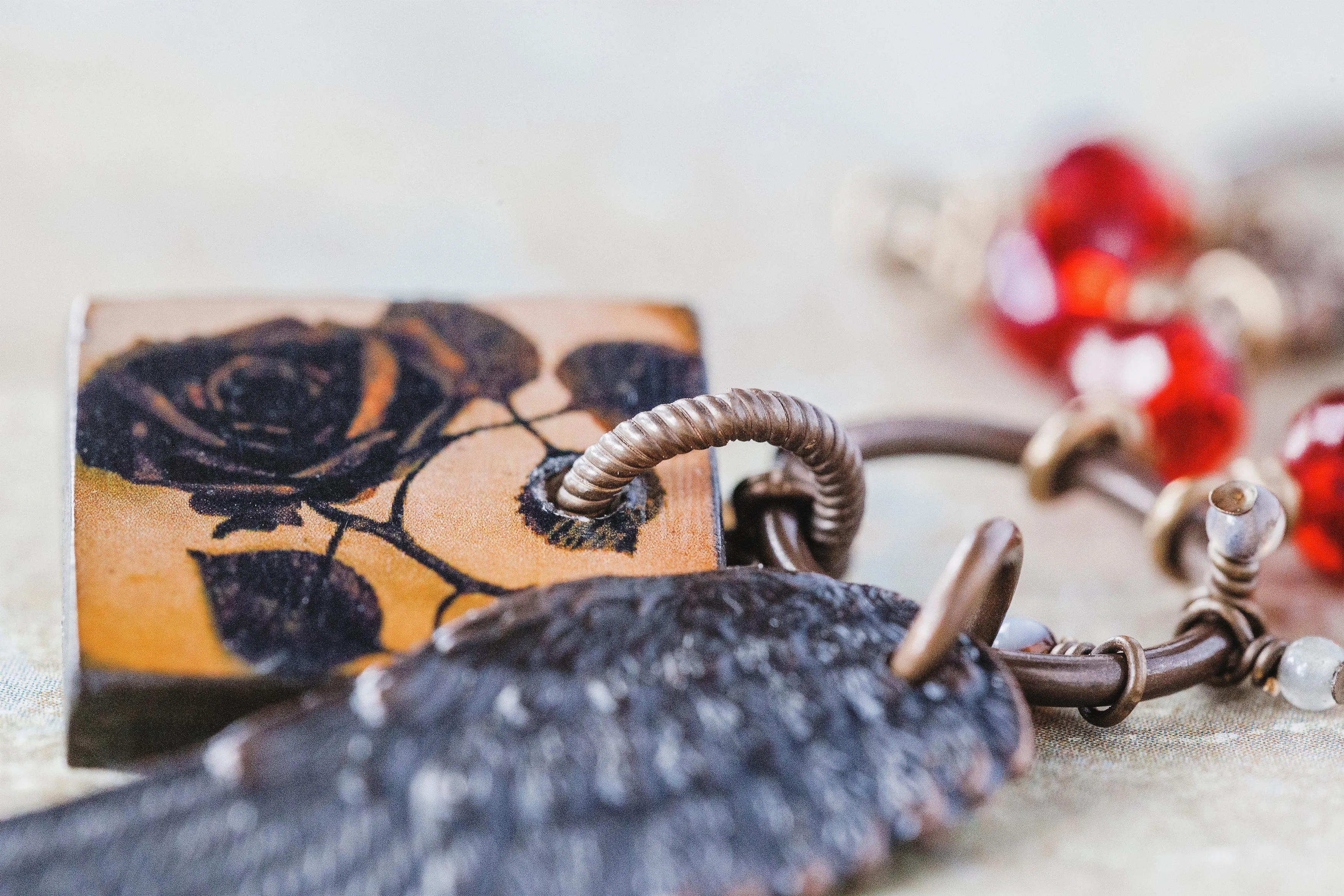 Wings and Roses Crystal Brass Necklace As Seen On The Vampire Diaries