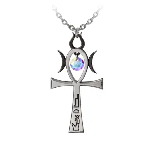Witch Ankh Symbols Of Powerful Sungod and Crescent Moons Necklace