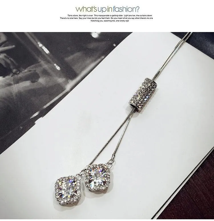 Women Pendant Necklaces Crystal Necklace Female Temperament All-match Long Paragraph Sweater Chain Pendant