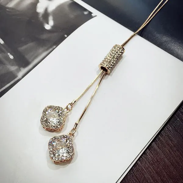 Women Pendant Necklaces Crystal Necklace Female Temperament All-match Long Paragraph Sweater Chain Pendant