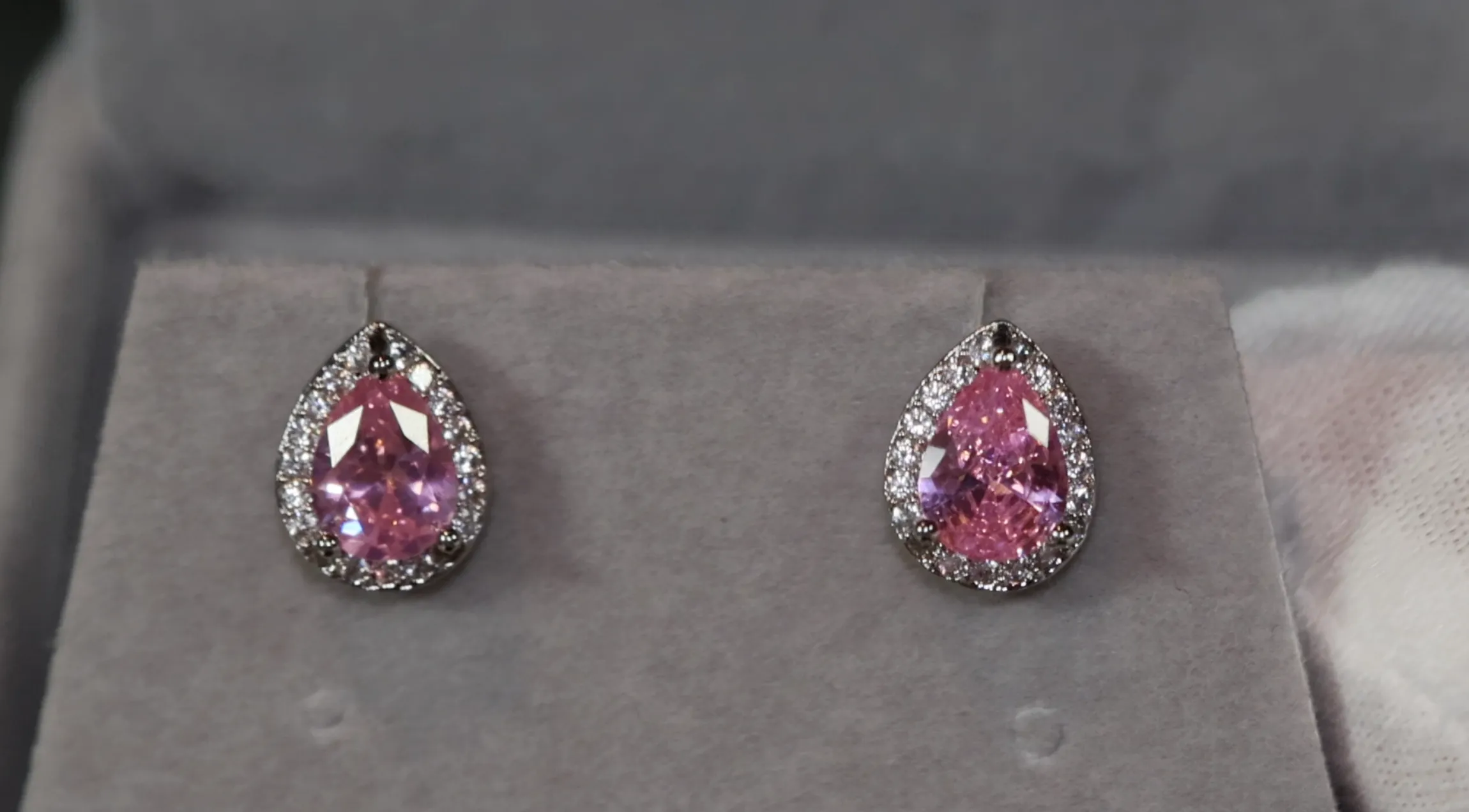 Womens Ear Studs | Pear Shape Earrings | Teardrop Earrings | Pink Diamond Earrings | Teardrop Earrings | Womens Earrings | Stud Earrings