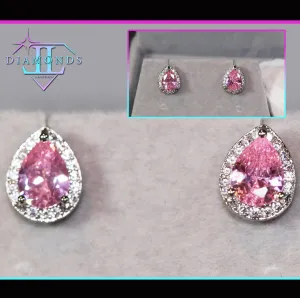 Womens Ear Studs | Pear Shape Earrings | Teardrop Earrings | Pink Diamond Earrings | Teardrop Earrings | Womens Earrings | Stud Earrings