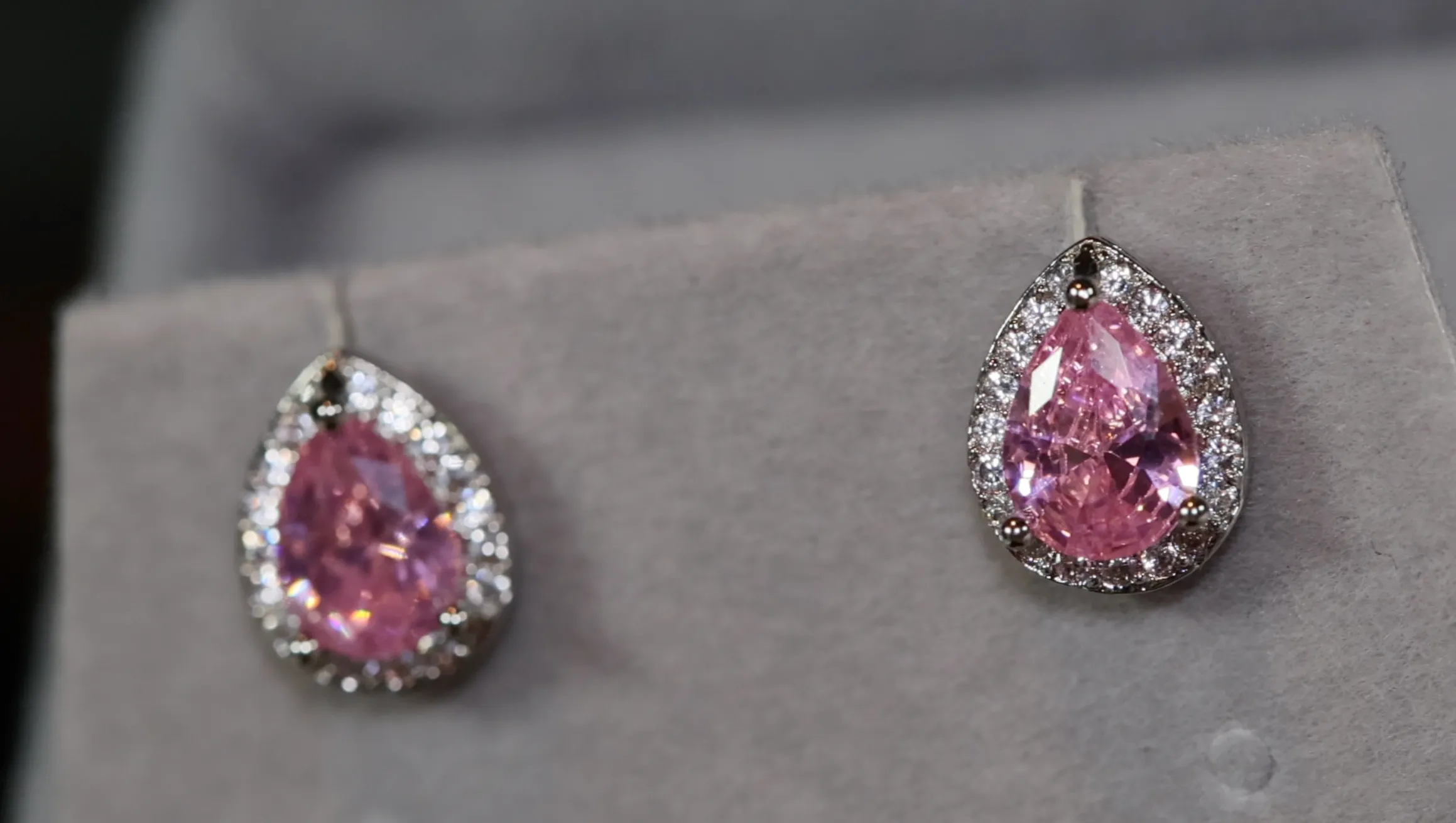 Womens Ear Studs | Pear Shape Earrings | Teardrop Earrings | Pink Diamond Earrings | Teardrop Earrings | Womens Earrings | Stud Earrings
