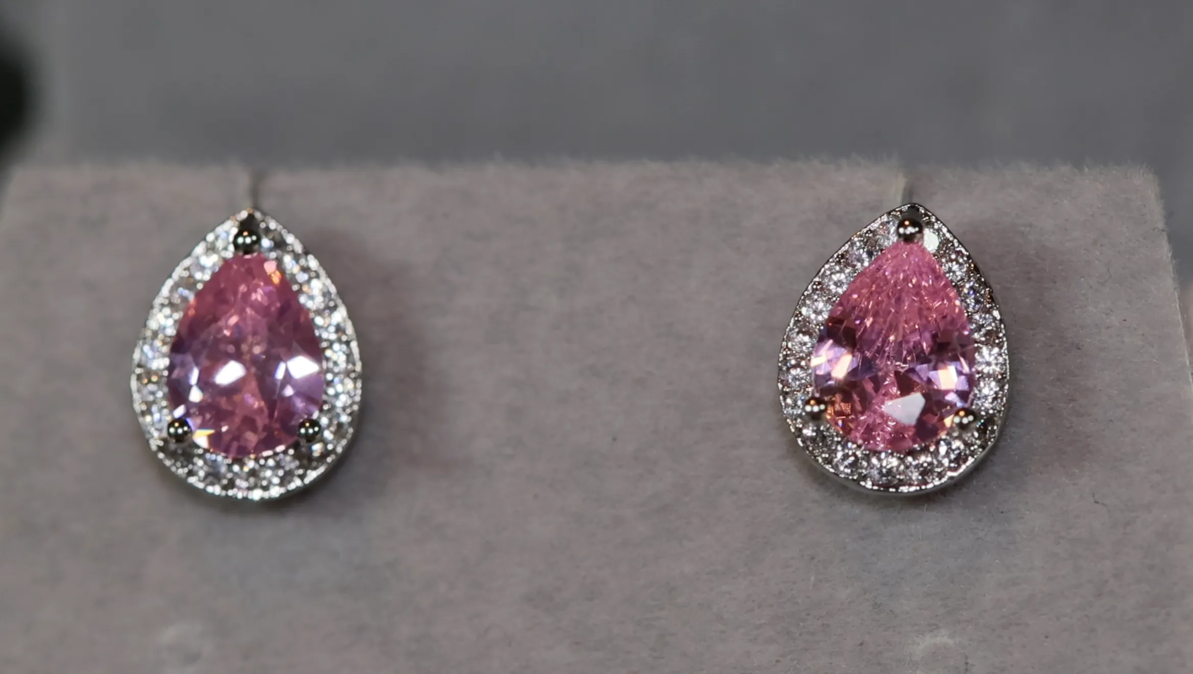 Womens Ear Studs | Pear Shape Earrings | Teardrop Earrings | Pink Diamond Earrings | Teardrop Earrings | Womens Earrings | Stud Earrings