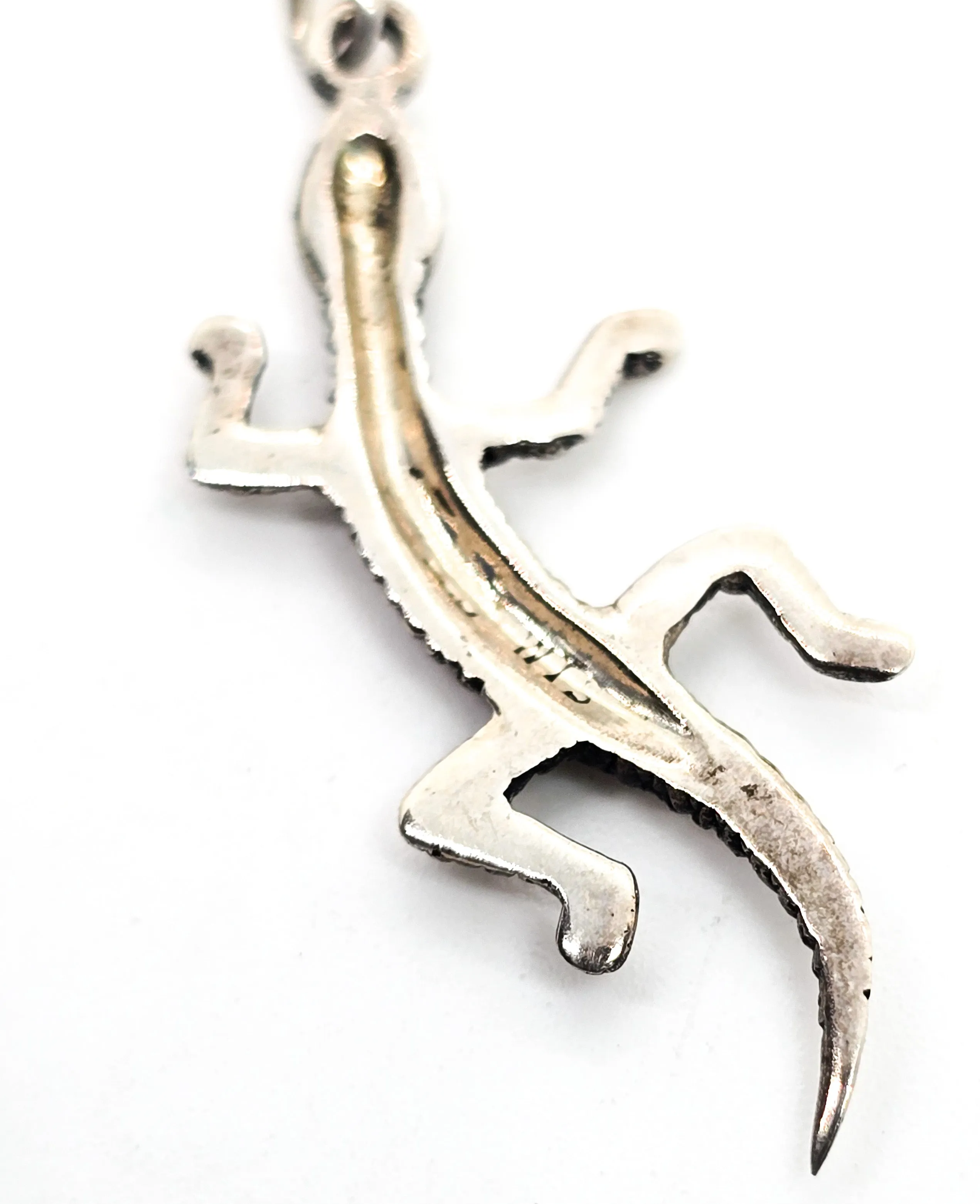 WTS Watson Gecko Lizard vintage signed sterling silver drop earrings
