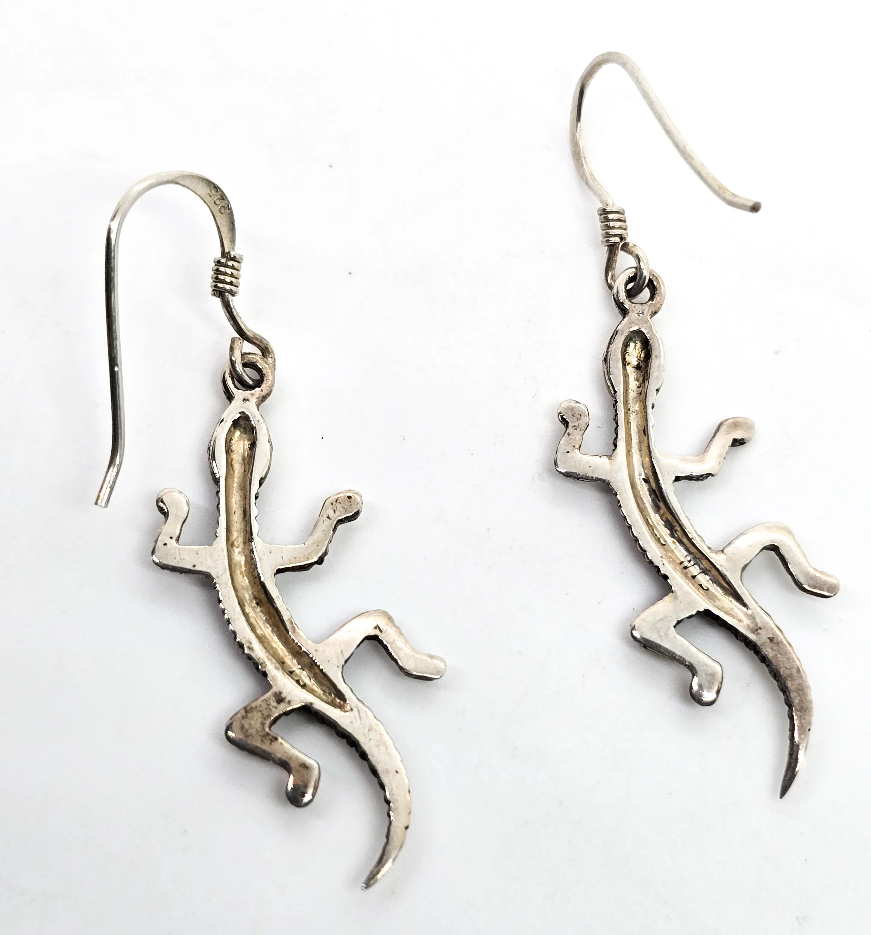 WTS Watson Gecko Lizard vintage signed sterling silver drop earrings