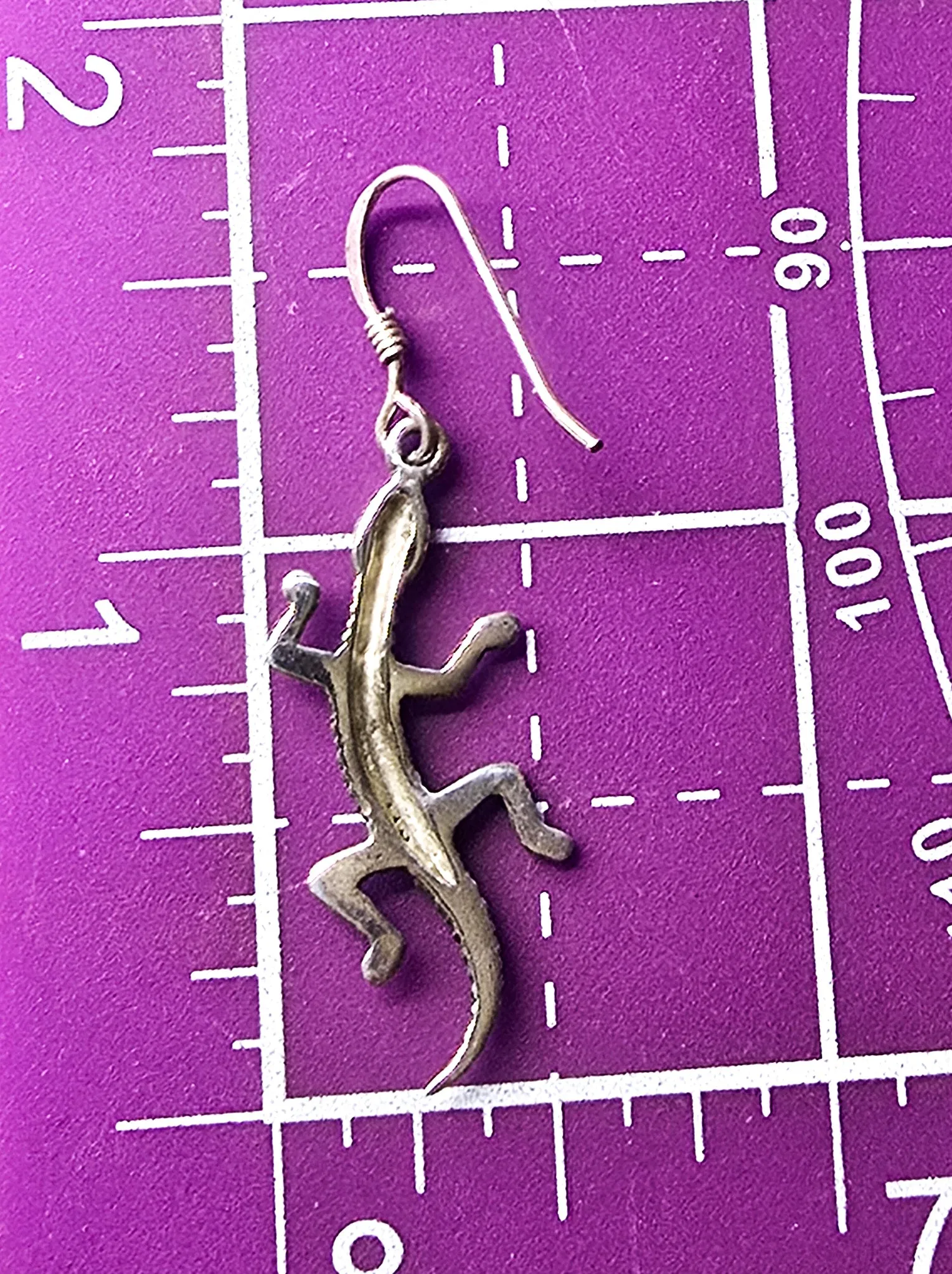WTS Watson Gecko Lizard vintage signed sterling silver drop earrings