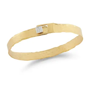 Yellow Gold Square Button Cuff with Diamonds