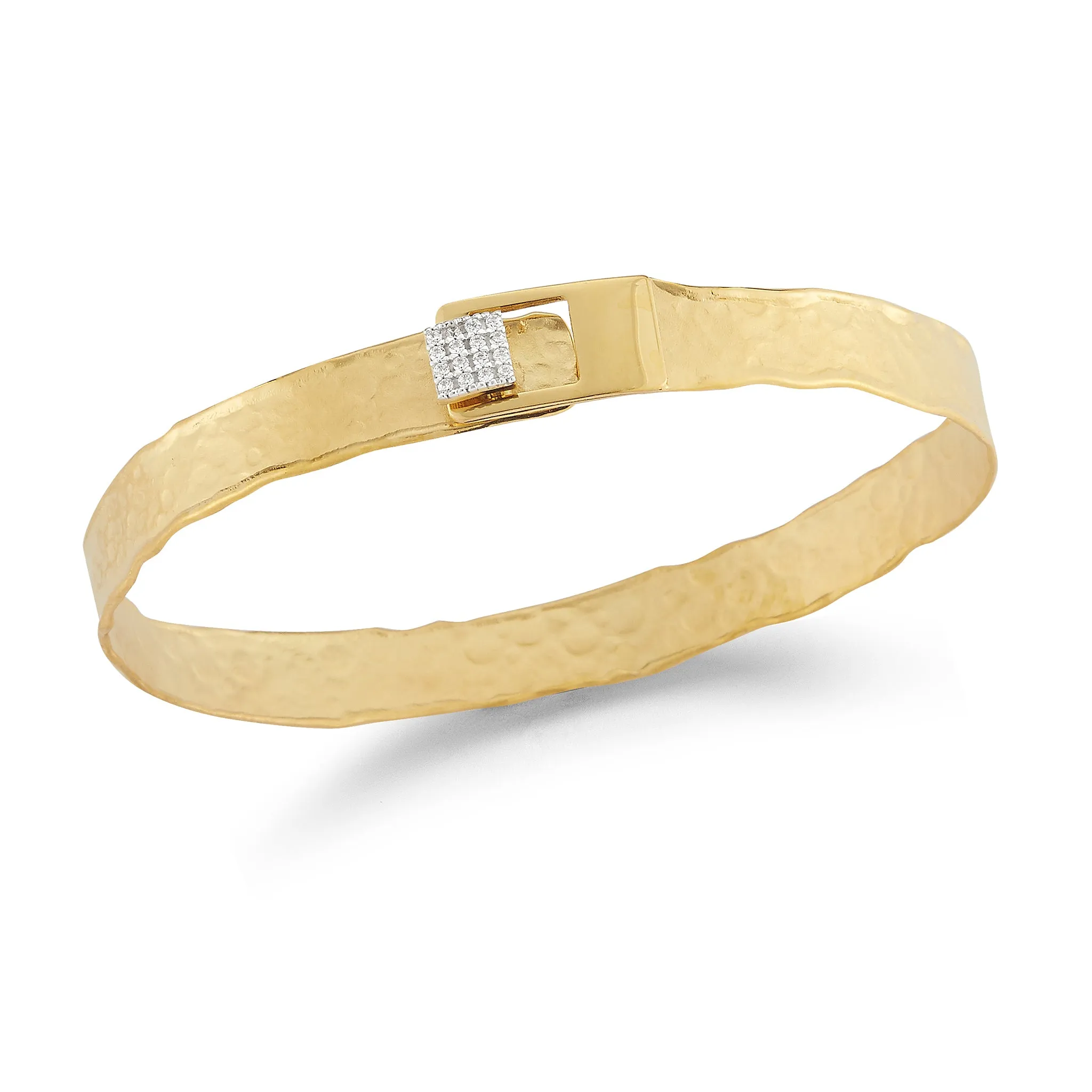 Yellow Gold Square Button Cuff with Diamonds