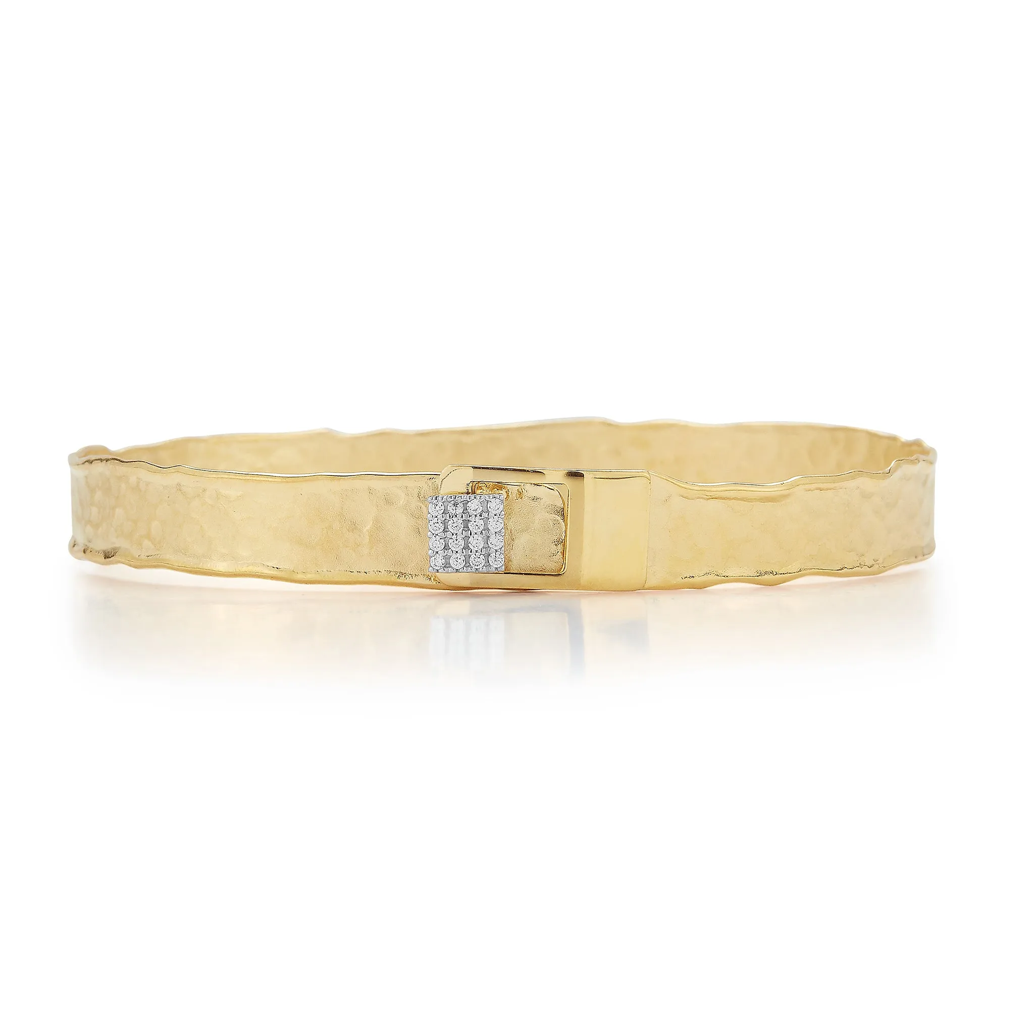 Yellow Gold Square Button Cuff with Diamonds