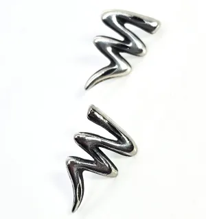 Zig Zag lightening bolt vintage sterling silver signed stud earrings