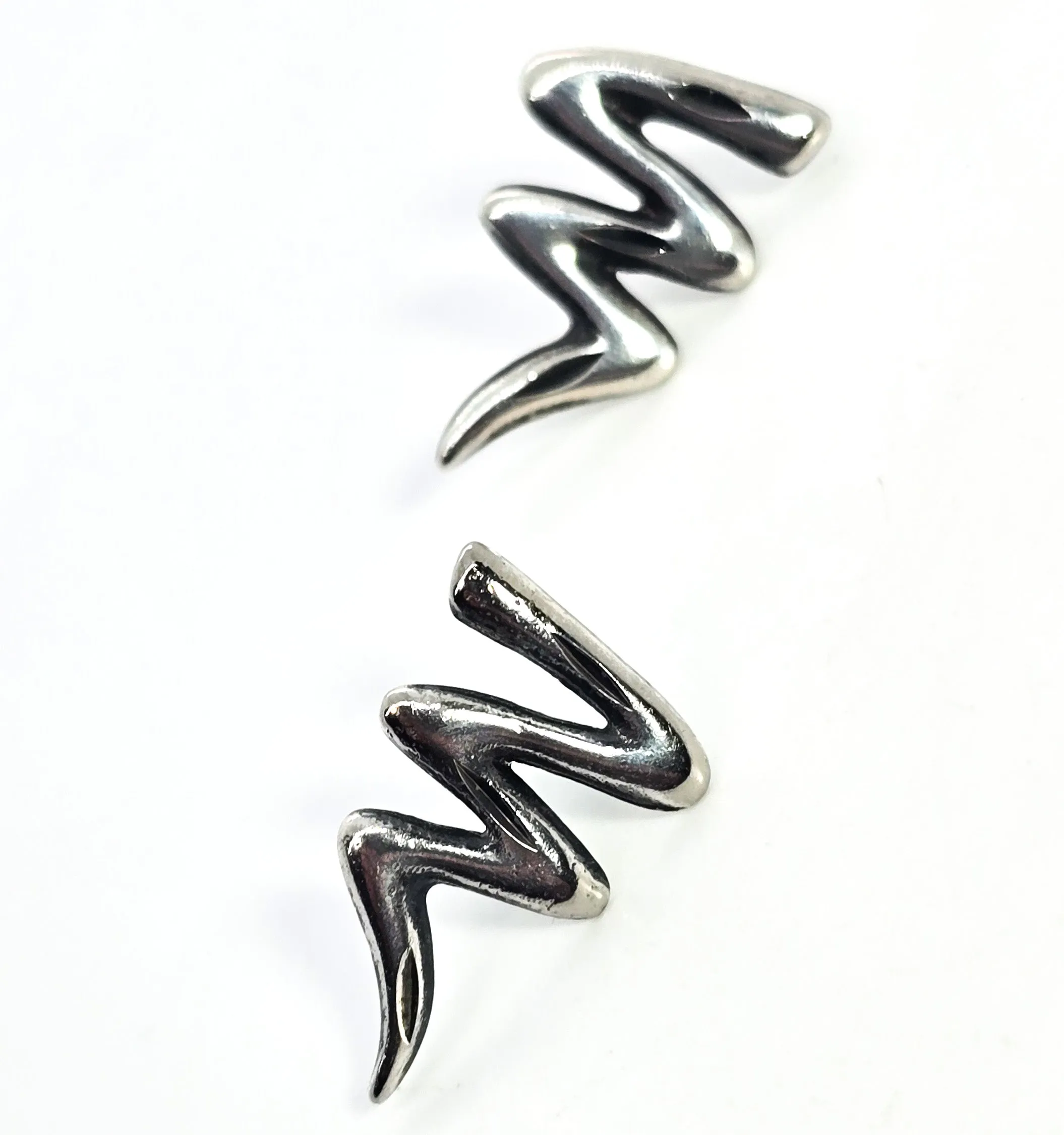 Zig Zag lightening bolt vintage sterling silver signed stud earrings