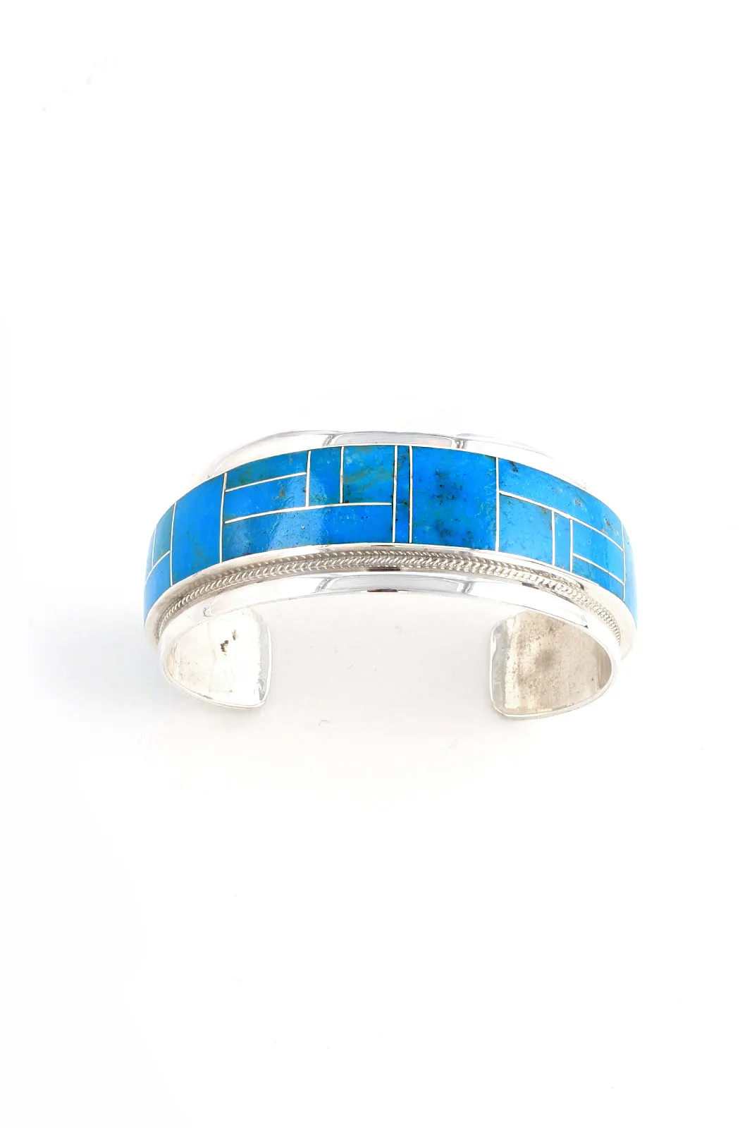 Zuni Kingman Turquoise Inlay Cuff