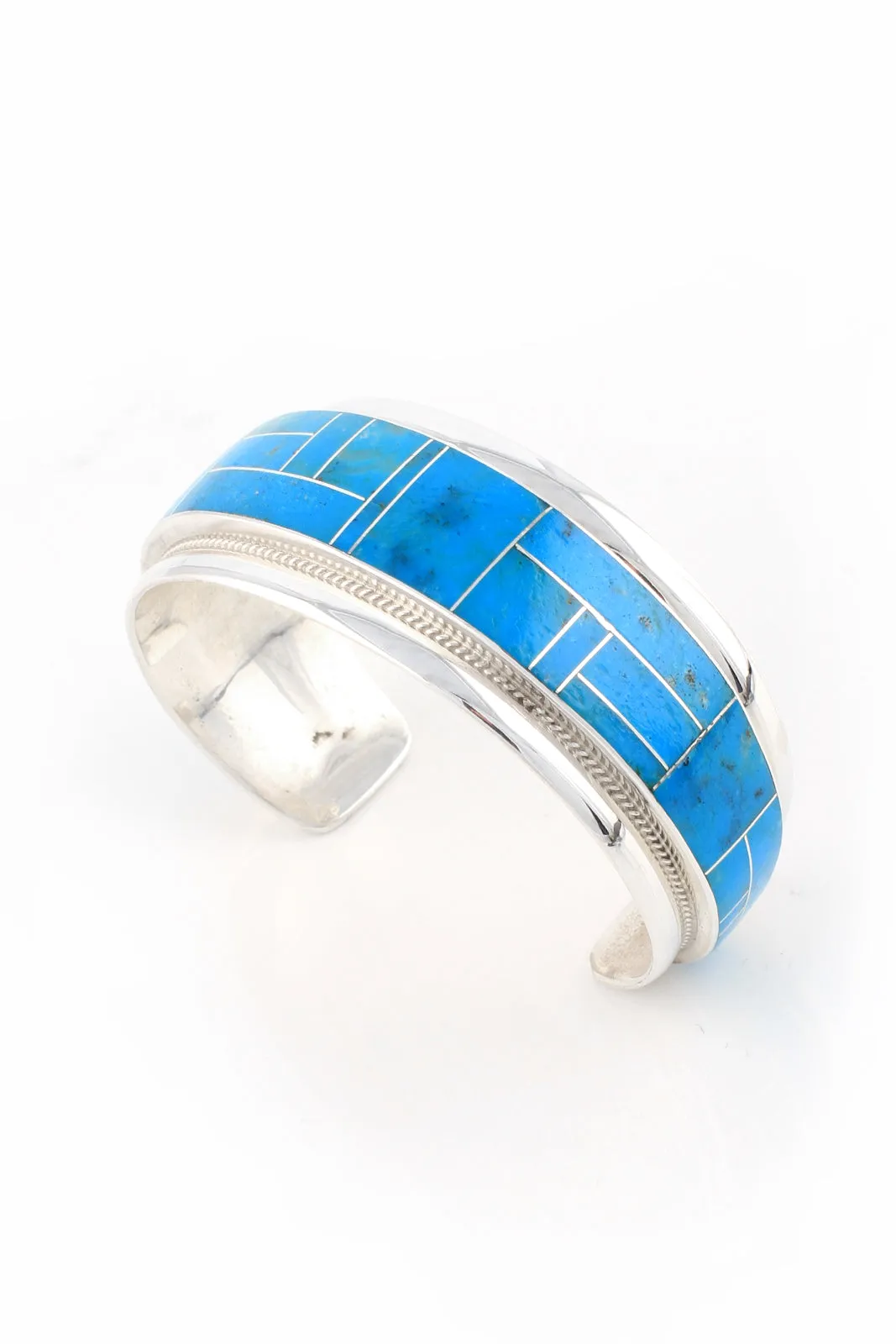 Zuni Kingman Turquoise Inlay Cuff
