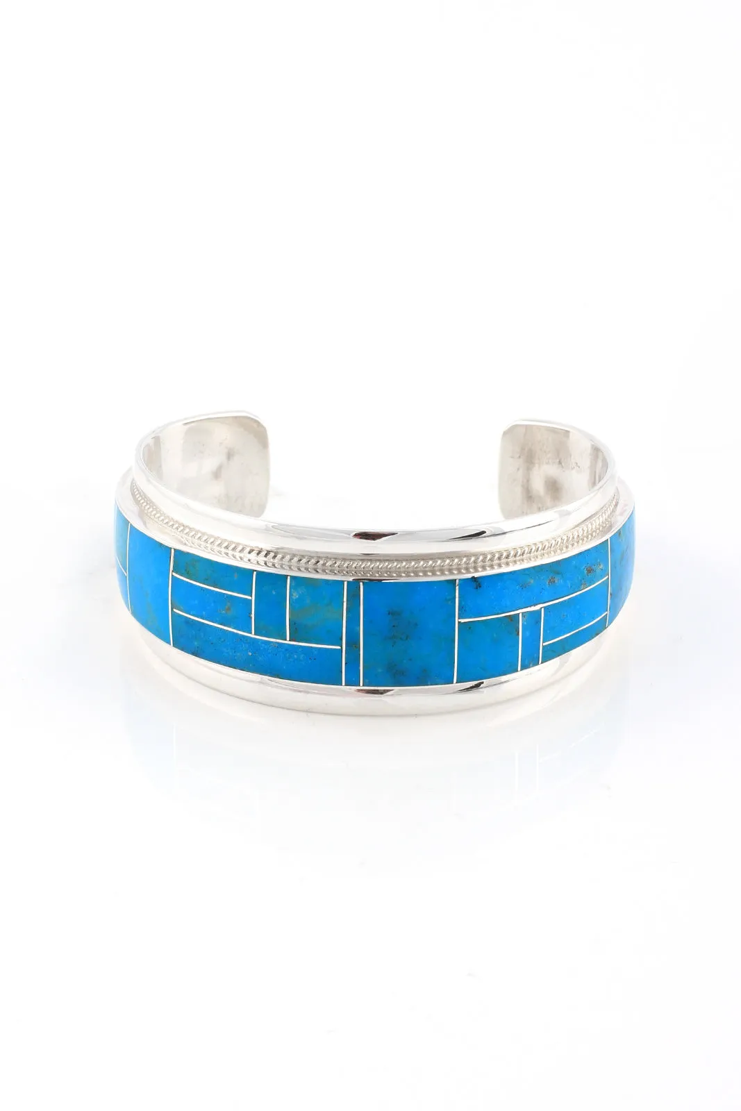 Zuni Kingman Turquoise Inlay Cuff